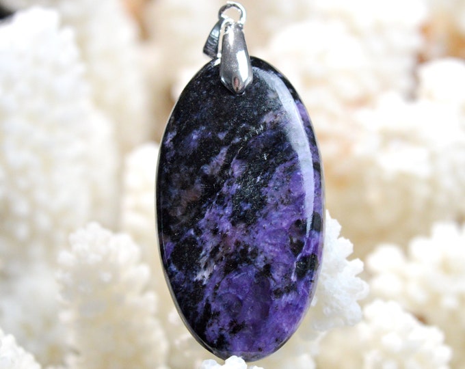 Charoite 51 carats - pendentif cabochon pierre naturelle - Russie // DF14