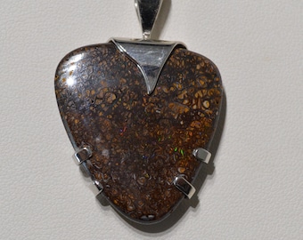 Opal - Yowah Boulder Opal Silver Pendant 47.75 Carats - Natural Opal Silver Pendant