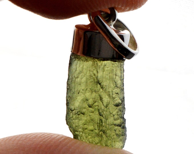 Moldavite - 11 carats - pendentif pierre naturelle - République Tchèque - Argent 925