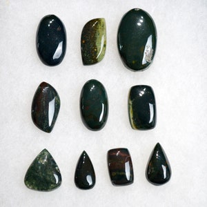 Lot x10 Jaspe heliotrope 225 carats - cabochon pierre naturelle - Brésil // CM12