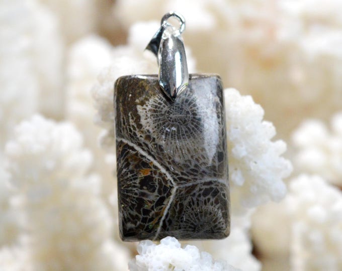 26 carat fossil coral - natural stone cabochon pendant - Indonesia /FQ43