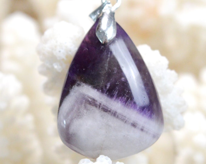 27 Carat Chevron Amethyst - Natural Gemstone Cabochon Pendant - India // CS11