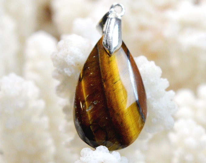 Oeil de tigre 26 carats - pendentif cabochon pierre naturelle - Afrique du Sud / ET87