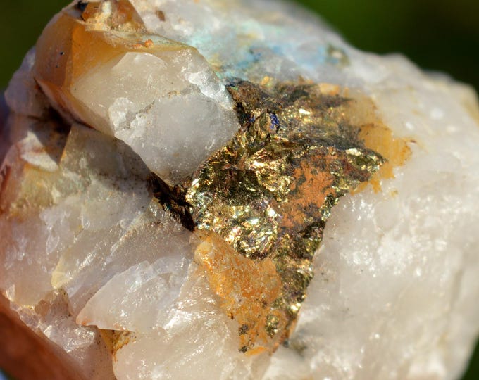Quartz & Chalcopyrite 90 grams - Hell Ravine, Belleville Valley, Les Belleville, Albertville, Savoie, Auvergne-Rhône-Alpes, France