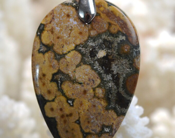 72 carat ocean jasper - natural stone cabochon pendant - Indonesia