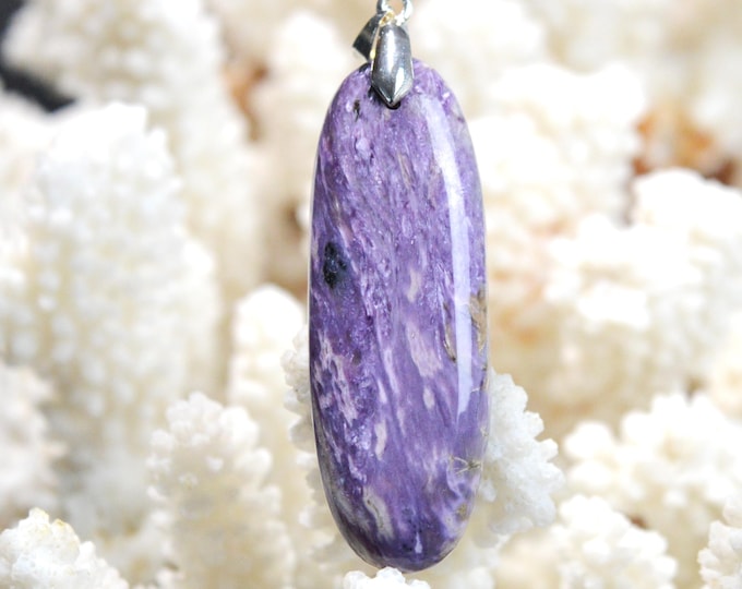 Charoite 62 carats - pendentif cabochon pierre naturelle - Russie / FZ81