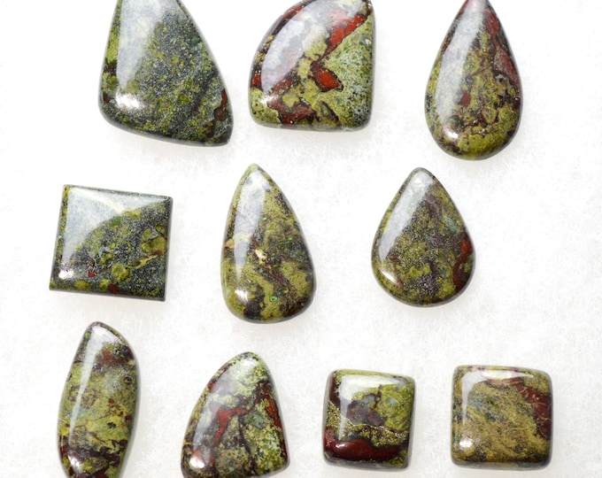 Lot x10 Jasper "Dragon Blood" 225 carats - natural stone cabochon - Australia // BJ18