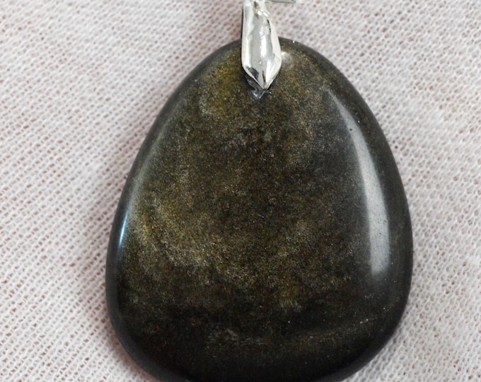 89 carat golden obsidian - natural stone cabochon pendant - Mexico /FU36