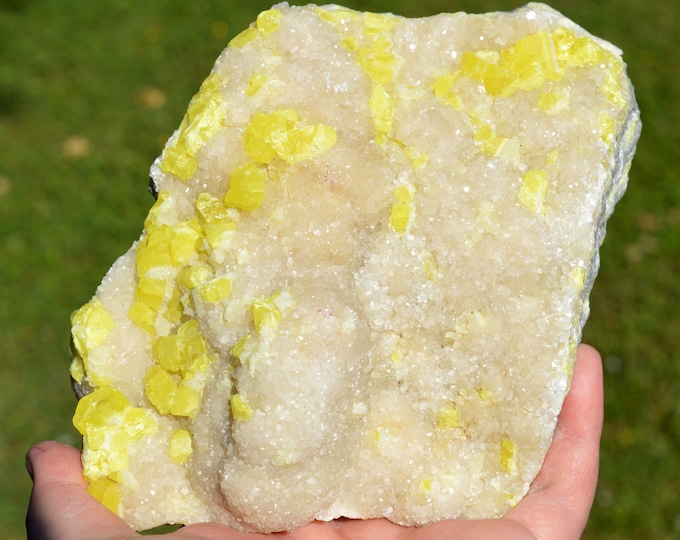 Aragonite sulfur 2060 grams - Cozzo Disi Mine, Casteltermini, Sicily, Italy