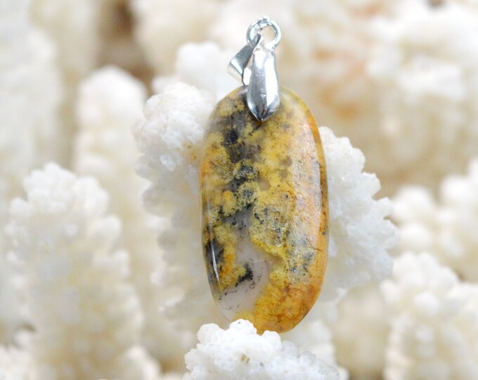 14 carat Spessartine garnet - natural stone cabochon pendant - Italy / FM10 - RARE