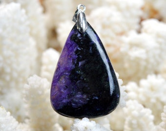 Charoite 62 carats - pendentif cabochon pierre naturelle - Russie / EX68