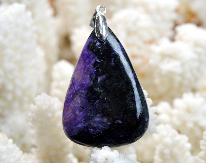 Charoite 62 carats - pendentif cabochon pierre naturelle - Russie / EX68