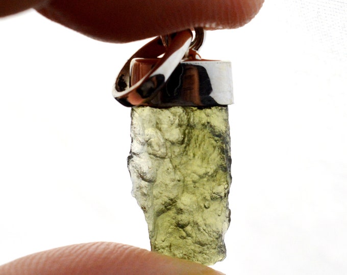 Moldavite - 9.5 carats - pendentif pierre naturelle - République Tchèque - Argent 925