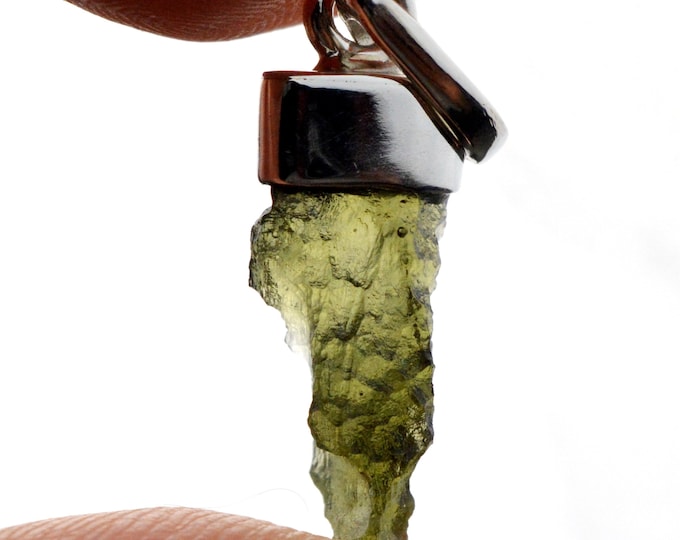 Moldavite - 8.5 carats - pendentif pierre naturelle - République Tchèque - Argent 925