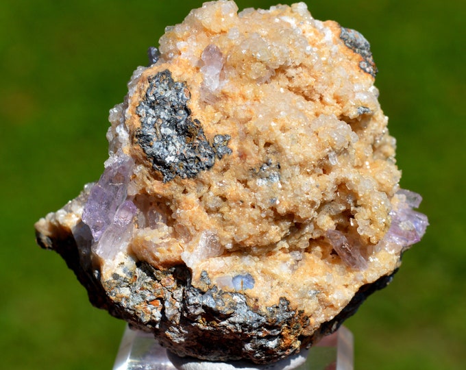Amethyst & Calcite 160 grams - Capurru Quarry, Osilo, Sassari Province, Sardinia, Italy