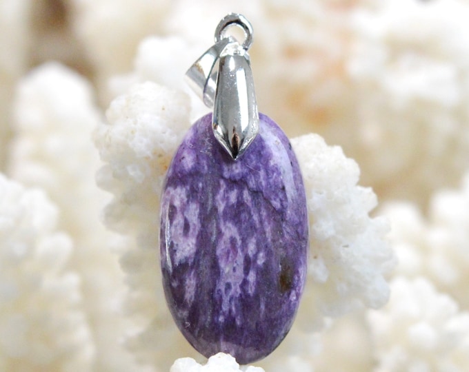 Charoite 23 carats - pendentif cabochon pierre naturelle - Russie / FO76