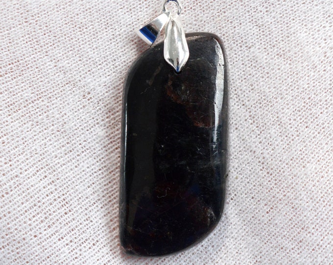 Grenat Spessartine & Tourmaline Schorl 78 carats - pendentif cabochon pierre naaturelle - Pakistan / ER49