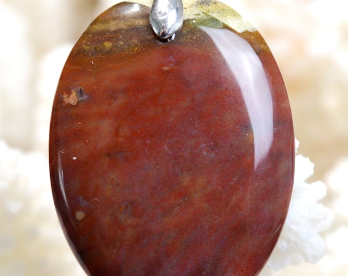 Jaspe 42 carats - pendentif cabochon pierre naturelle - Madagascar // Ref AU73