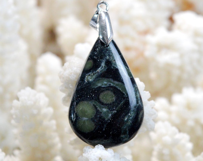 Jaspe "Kambaba" 39 carats - pendentif cabochon pierre naturelle - Madagascar / FL2