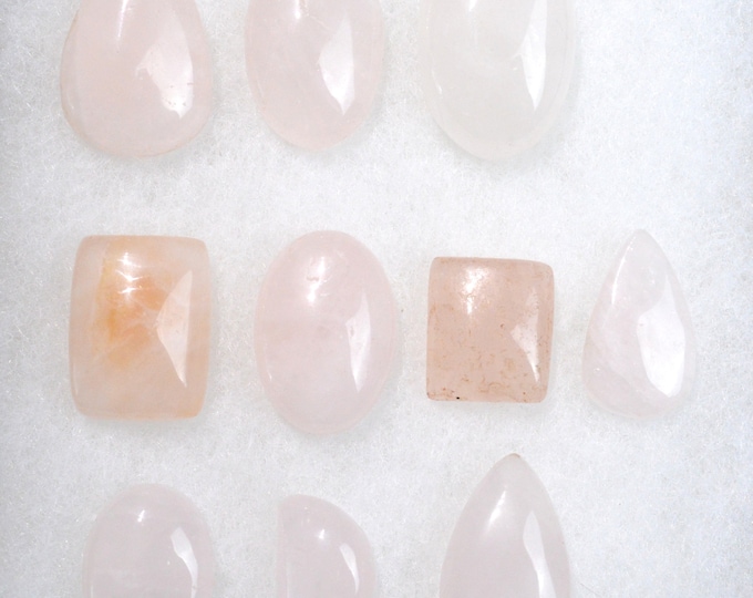 Lot x10 Quartz rose - 503 carats - cabochon pierre naturelle - Madagascar // BU74