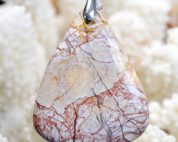 84 carat brecciated jasper - natural stone cabochon pendant - India // BU27
