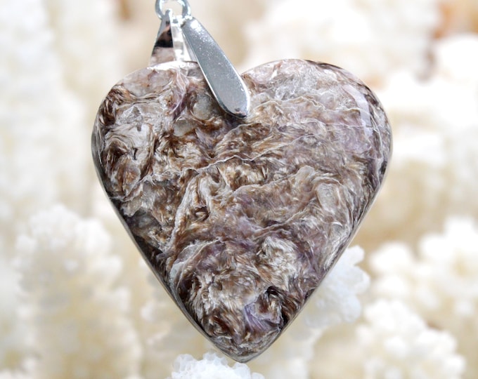 Charoite 84 carats - pendentif cabochon pierre naturelle - Russie // CH35