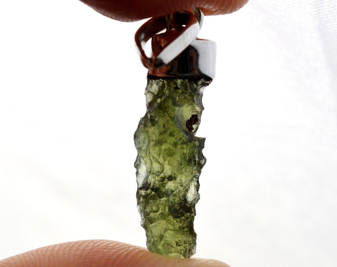 Moldavite - 10.5 carats - pendentif pierre naturelle - République Tchèque - Argent 925