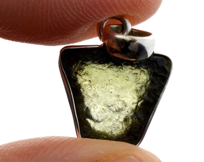 Moldavite - 10.5 carats - pendentif pierre naturelle - République Tchèque - Argent 925
