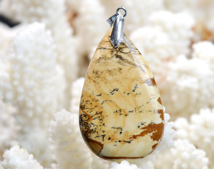 Landscape Jasper 60 carats - natural stone cabochon pendant - Namibia / EG96