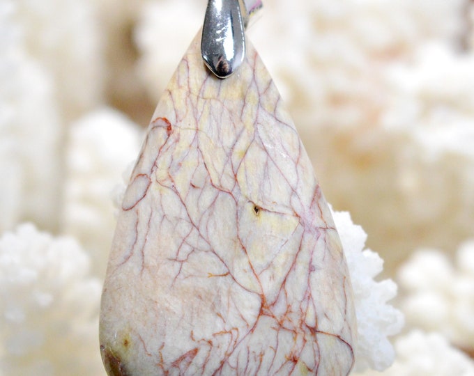 42 carat brecciated jasper - natural stone cabochon pendant - India // BU34