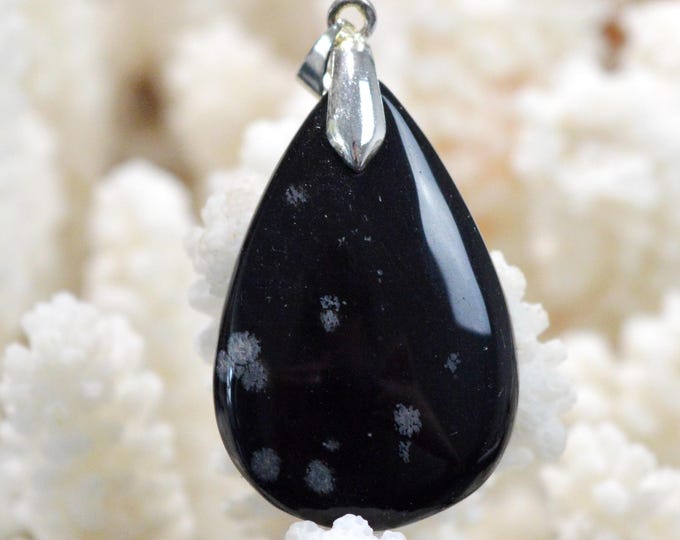 33 Carat Snowflake Obsidian - Natural Stone Cabochon Pendant - USA / FU25