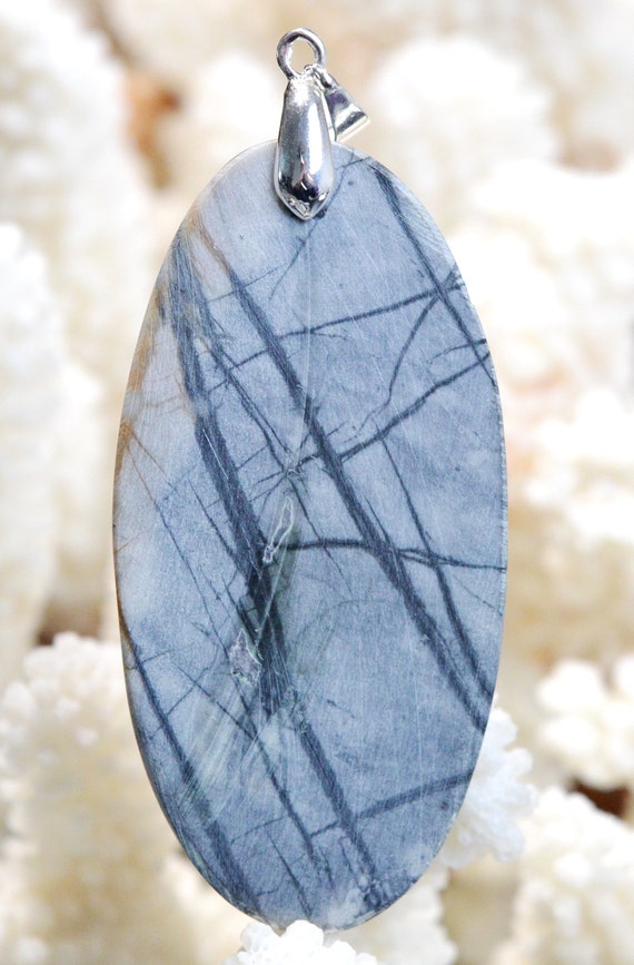 Pendentif Exceptionnel En Jaspe Picasso Naturel - Neuf Sans Emballage