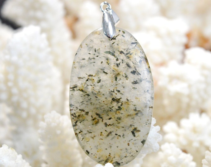 67 Carat Epidote Quartz - Natural Gemstone Cabochon Pendant - China // DR54