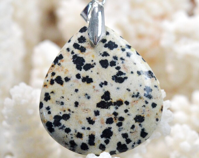 Jaspe dalmatien 41 carats - pendentif cabochon pierre naturelle - Mexique / FT79