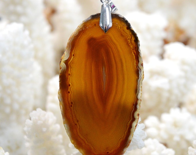 Agate 62 carats - pendentif tranche pierre naturelle - Brésil / EU99