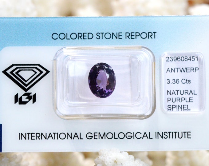 Purple Spinel - Oval - IGI Certified - 3.36 carats - Thailand