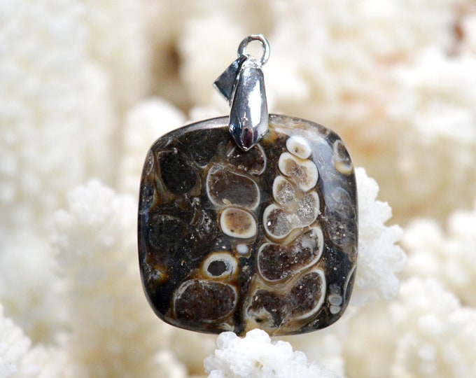 Turitella agate 39 carats - natural stone cabochon pendant - USA // DV11