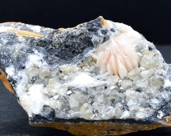 Cerussite, Baryte and Galena - 251 grams - Les Dalles Mine, Mibladen mining district, Midelt Province, Drâa-Tafilalet Region, Morocco