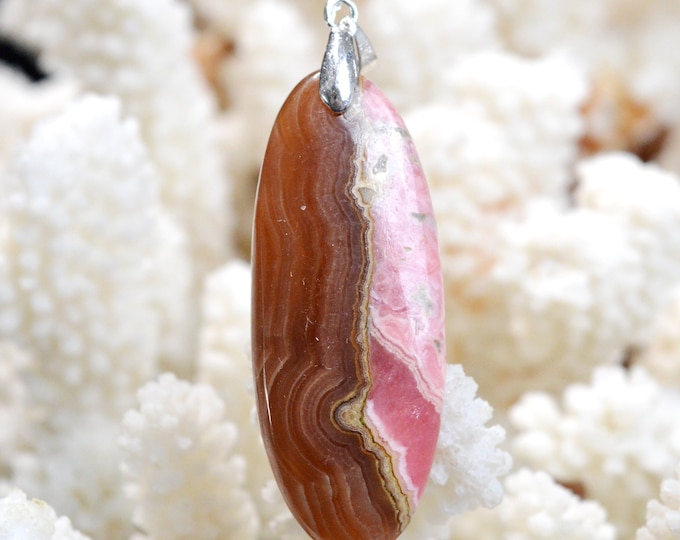 Rhodochrosite 89 carats - natural stone cabochon pendant - Argentina // CQ67
