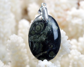 Jaspe "Kambaba" 32 carats - pendentif cabochon pierre naturelle - Madagascar / FL4
