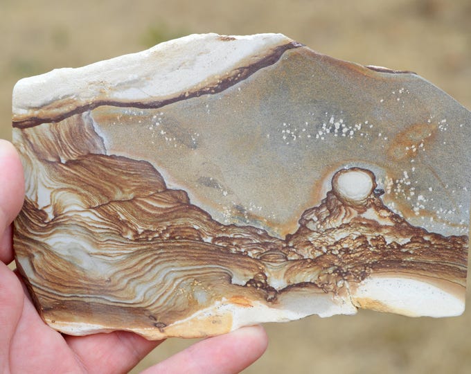 Slice - Sandstone 147 grams - Kanab, Utah, USA - Natural landscape painting for interior decoration