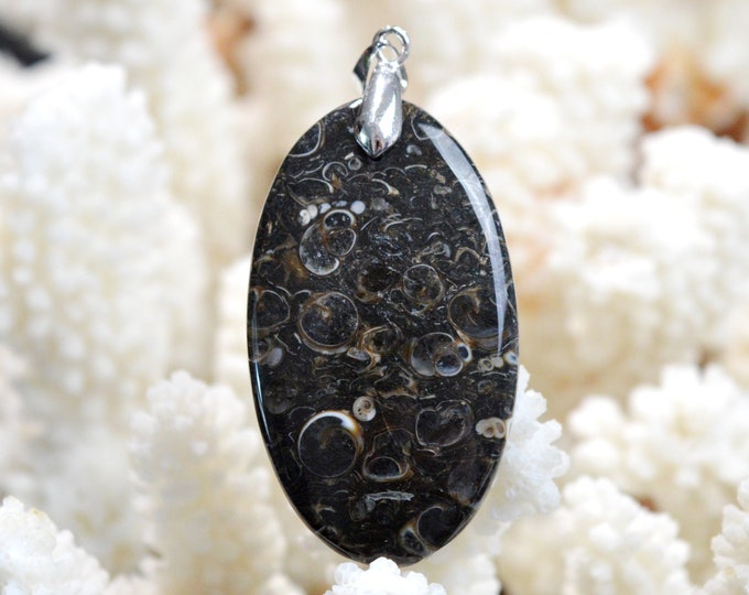 Turitella agate 52 carats - natural stone cabochon pendant - USA // DO50