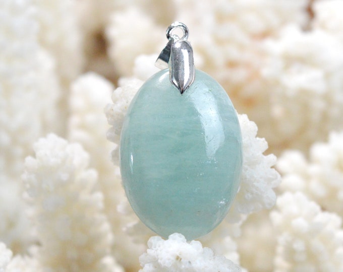 Aigue marine 34 carats - pendentif cabochon pierre naturelle - Namibie / EY54