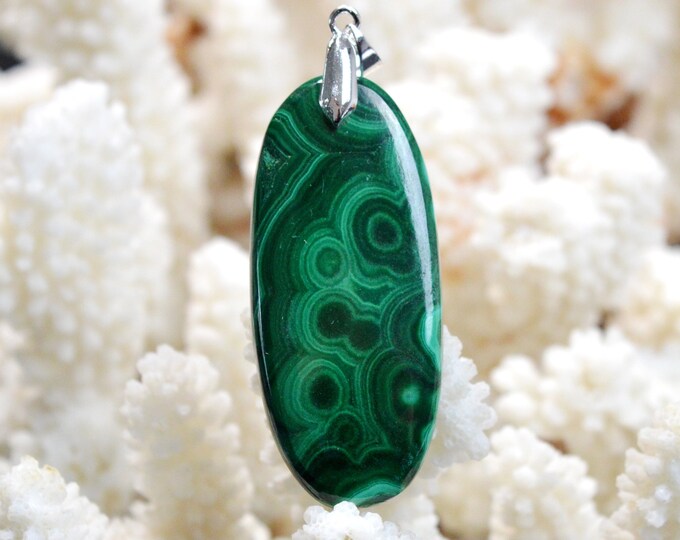 Malachite 82 carats - pendentif cabochon pierre naturelle - Congo / EY11