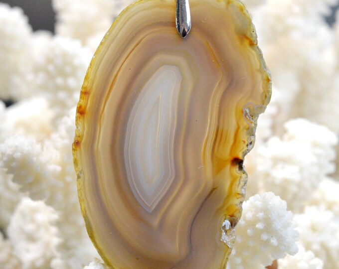 Agate 182 carats - pendentif tranche pierre naturelle - Brésil / EW2