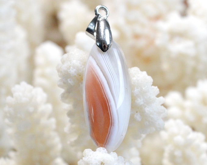 Agate 22 carats - pendentif cabochon pierre naturelle - Botswana / FG77