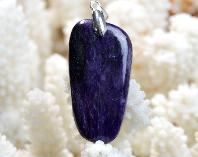 Charoite 49 carats - pendentif cabochon pierre naturelle - Russie / EX67