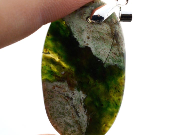 Chrome Chalcedony - 59 carat - natural stone cabochon pendant - Australia / FT4