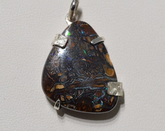 Opal - Yowah Boulder Opal Silver Pendant 16.30 Carats - Natural Opal Silver Pendant