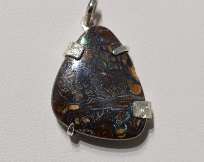 Opal - Yowah Boulder Opal Silver Pendant 16.30 Carats - Natural Opal Silver Pendant